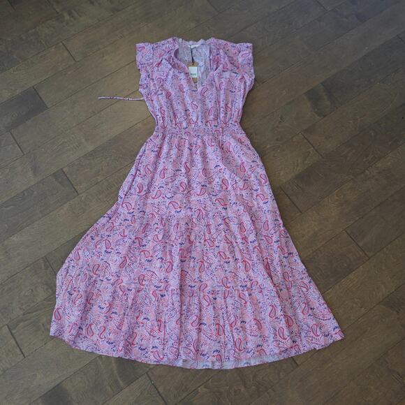NWT‎ Hush Womens Hailey Ruffle Midi Dress In Soft Paisley Multi 12 - Picture 2 of 8